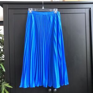 Banana Republic Bright Cobalt Blue Pleated Midi Skirt Size 0